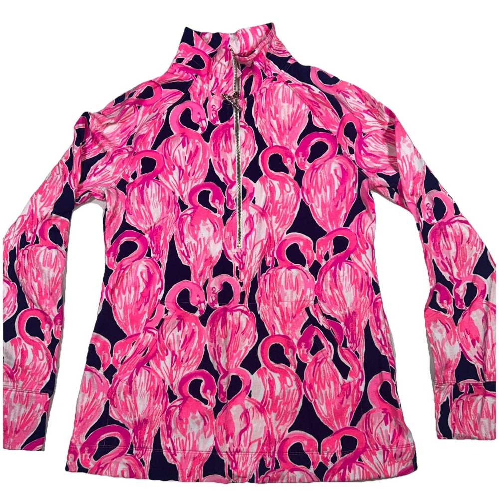 Lilly Pulitzer Jacket Women XS  Skipper Popover UPF‎ Flamingo Zip Resort Core